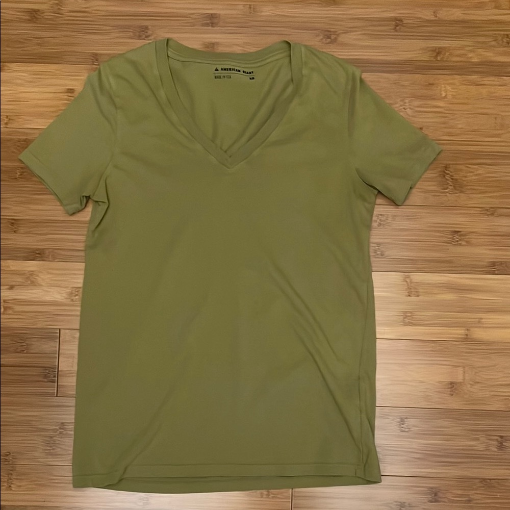 American Giant Green classic cotton v-neck